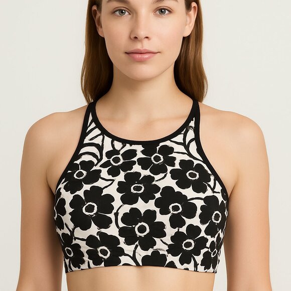 Hobie Bikini Swim Top High Neck Halter Floral Sz M - Picture 4 of 10